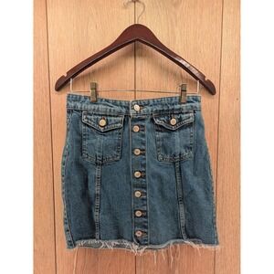 ZARA TRF Button-Front Denim Mini Skirt (M / 28)